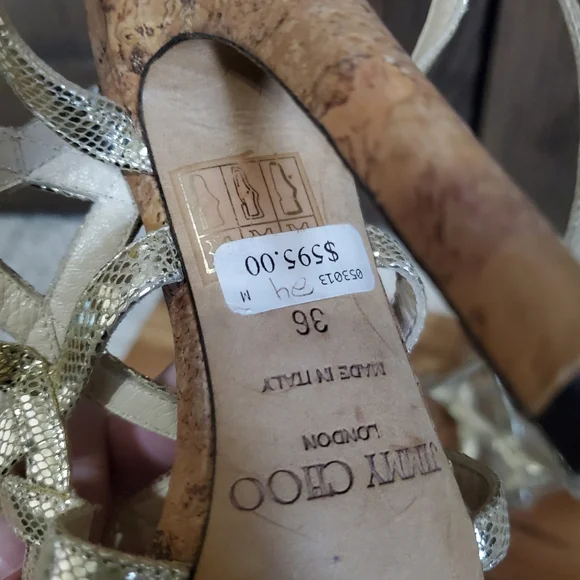 Jimmy Choo Gold Strappy Heels - Picture 5 of 5